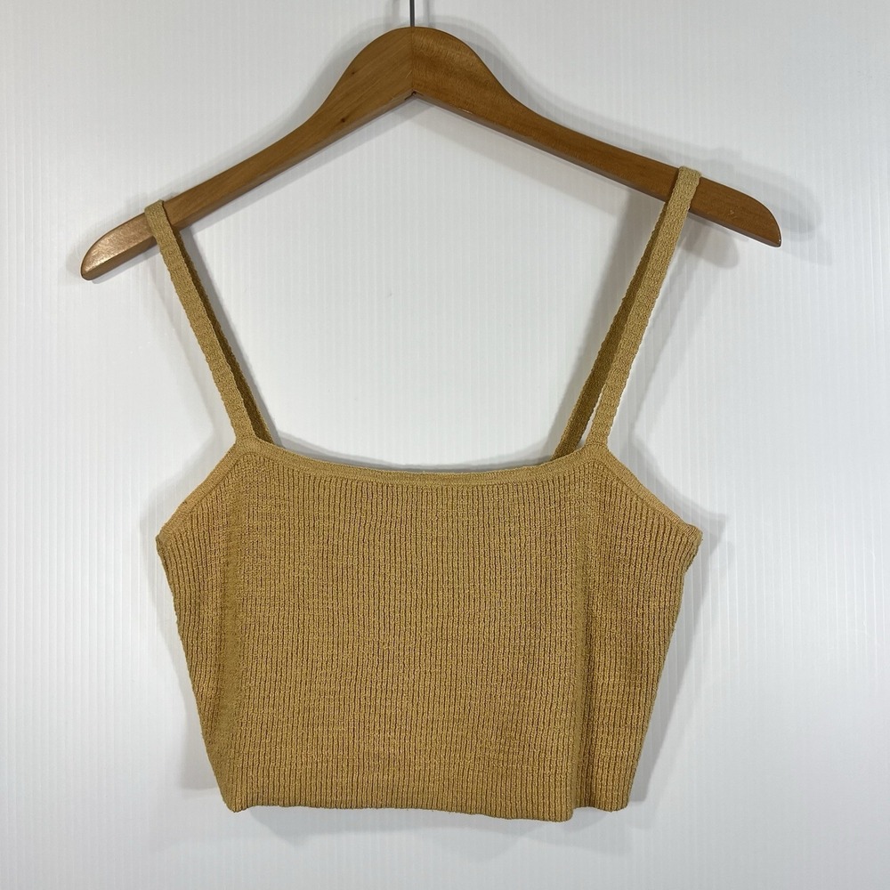Madewell Halstead Square-Neck Sweater Tank Sz Medium Dusty Yellow Strap Cropped